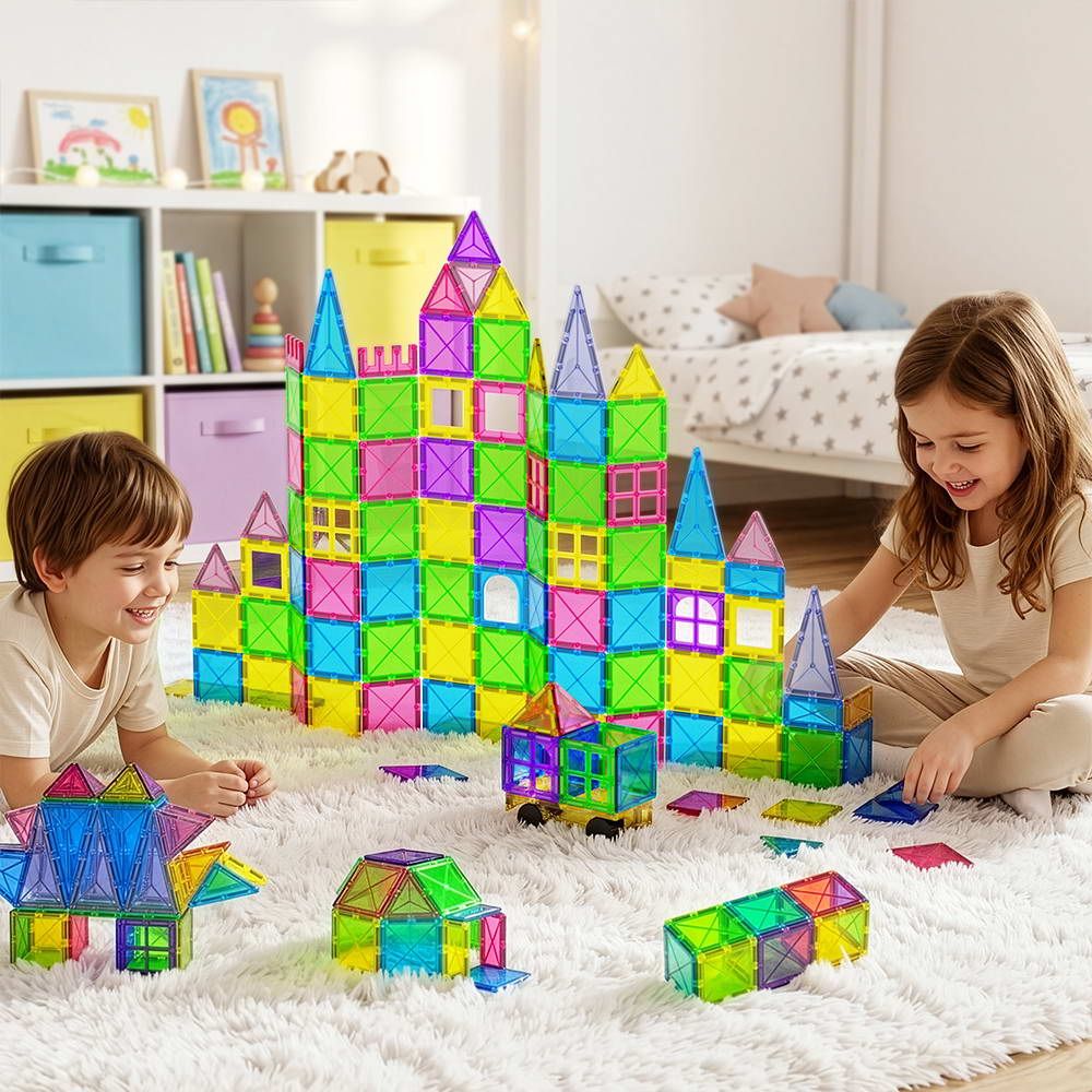 Keezi Magnetic Tiles, 100 Pieces — 3 years+