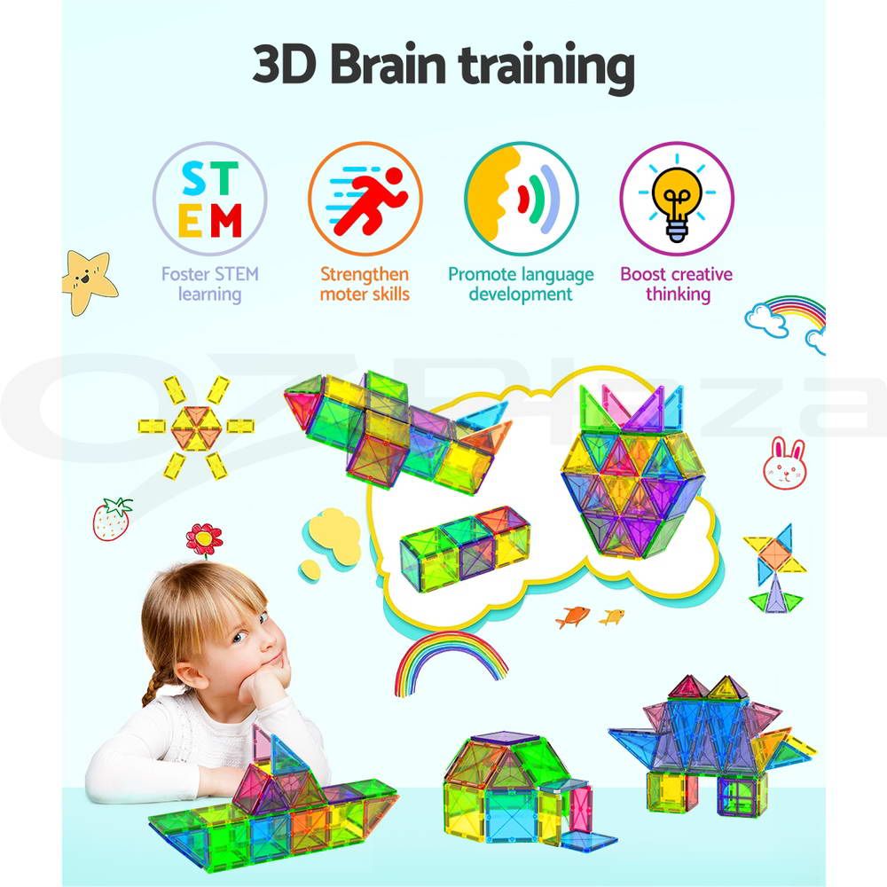 Keezi Magnetic Tiles, 100 Pieces — 3 years+