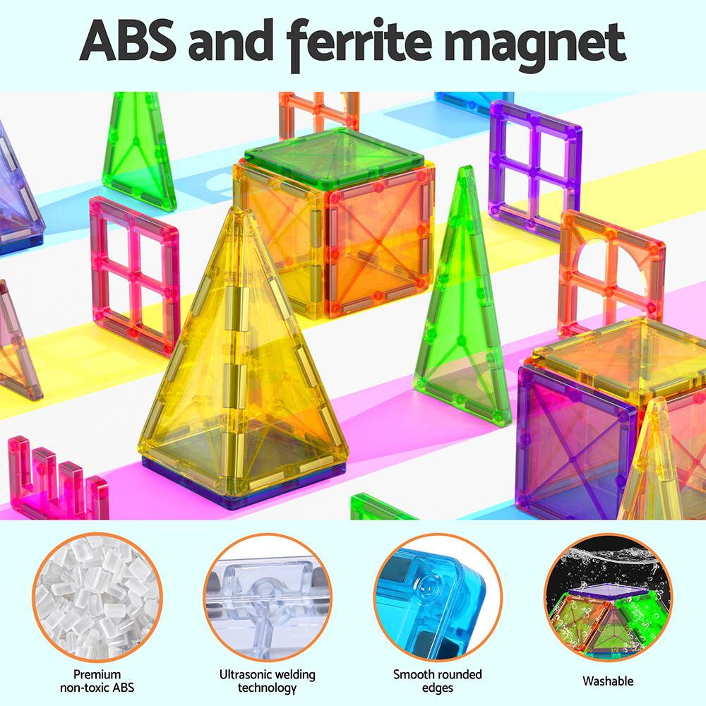 Keezi Magnetic Tiles, 100 Pieces — 3 years+